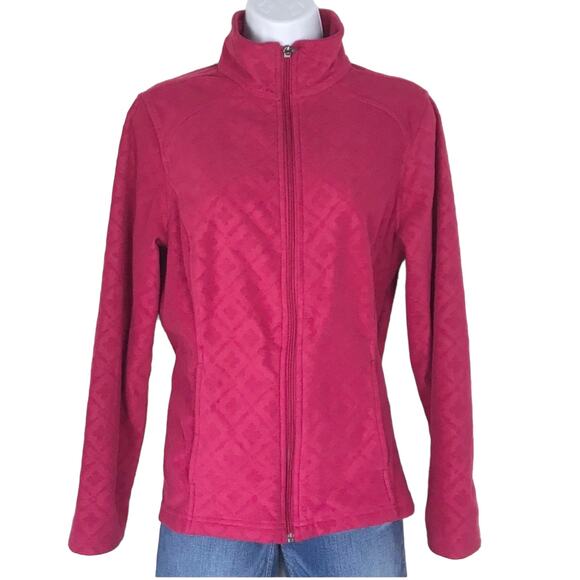 Lands’ End Textured Print Fleece Full ZIP Jacket - Picture 1 of 6